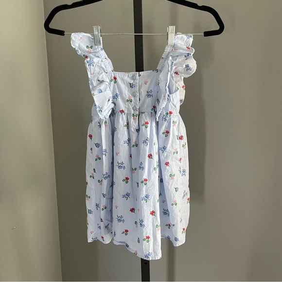 Janie and Jack Floral Ruffle Sleeve Dress Peek A Blue Floral Size Small - Picture 1 of 4